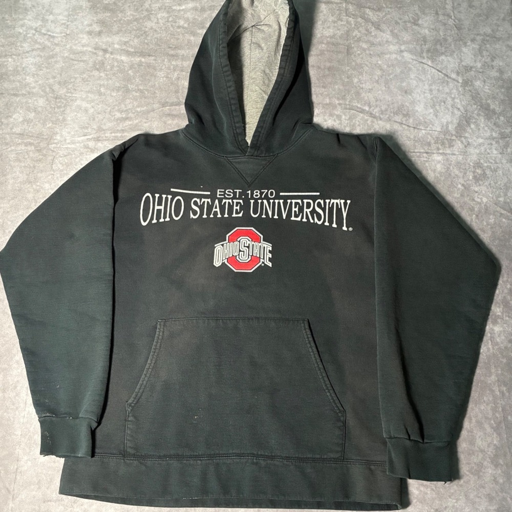 Y2K  Ohio State University Buckeyes Hoodie Faded Black Ultimate Cotton Mens M